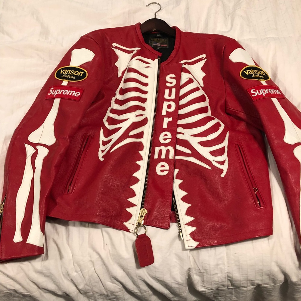 This is the Supreme X Vanson Red Bone Jacket